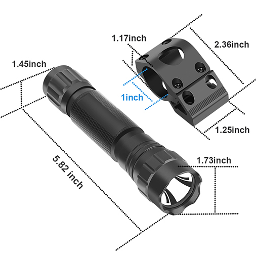 Feyachi FL17 1200 Lumens Tactical LED Flashlight with M-Lok Rail Mount, Pressure Switch Included