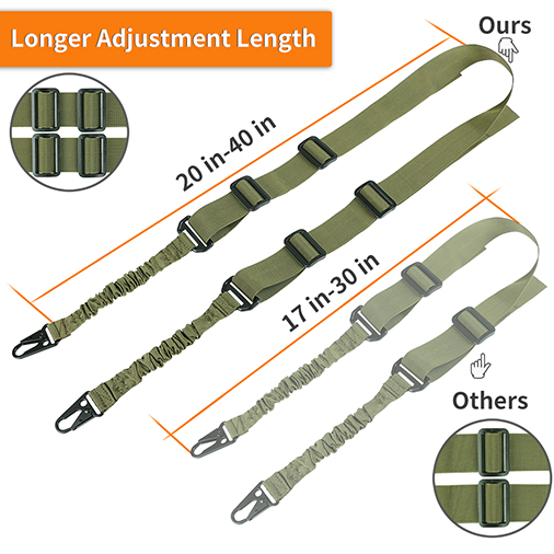 Feyachi L46 Two Points Rifle Sling with Large Metal Hook Adjustable Length Gun Sling