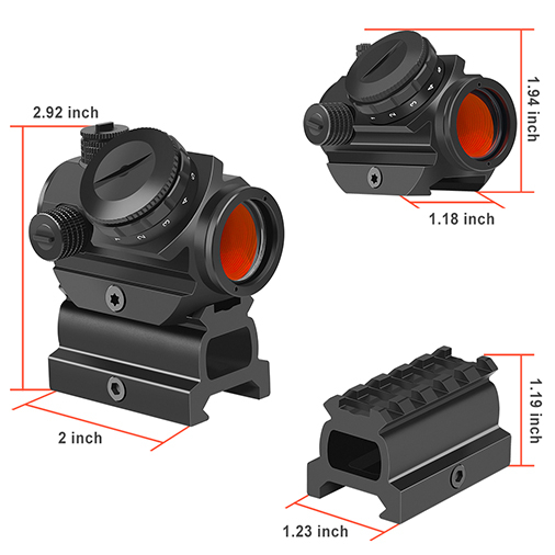 Feyachi RDS-22 2MOA Micro Red Dot Sight Compact Red Dot Scope with 0.83” Riser Mount Absolute Co-Witness with Iron Sight