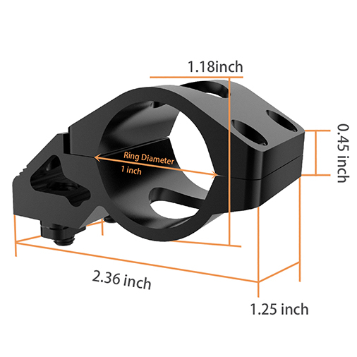 Feyachi M-Lok Offset Flashlight Mount Ring for 1 inch Diameter Flashlights 2 Pack