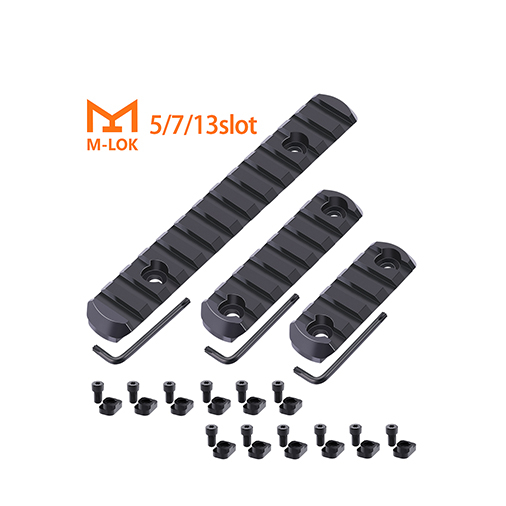 M-LOK Rail Section, 5-Slot 7-Slot 13-Slot Aluminum Picatinny Rail for Mlok Compatible Systems with 3 Allen Wrench, 12 T-Nuts and 12 Screws