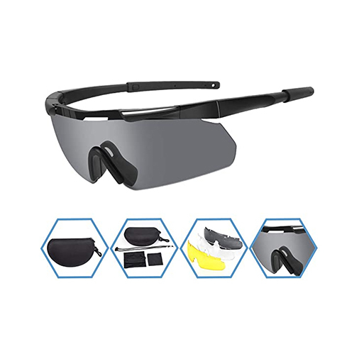 Tactical Eyewear 3 Interchangeable Lenses Outdoor Unisex Shooting Glasses