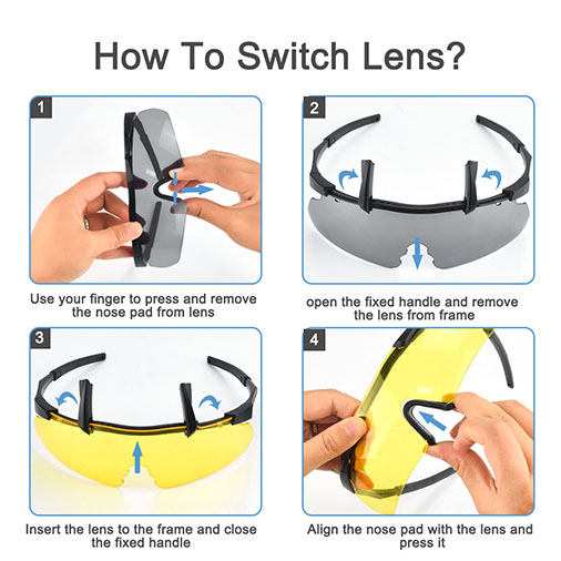 Tactical Eyewear 3 Interchangeable Lenses Outdoor Unisex Shooting Glasses