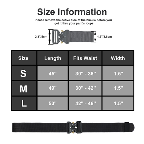 Tactical Webbing Belt Military Style Nylon Belt with Heavy-Duty Quick-Release Buckle