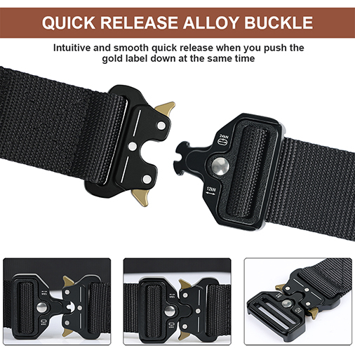 Tactical Webbing Belt Military Style Nylon Belt with Heavy-Duty Quick-Release Buckle