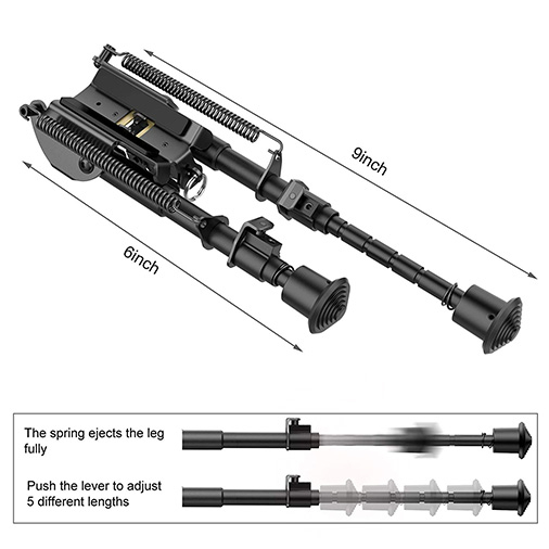 2 in 1 Bipod 6 Inch to 9 Inch Adjustable Rifle Bipod with MLOK Adapter