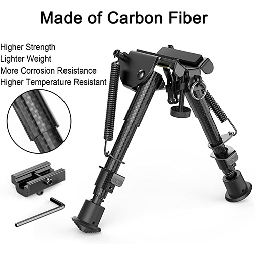 Carbon Fiber 6inch-9inch Rifle Bipod with Picatinny Adapter, Carbon Bipod for Hunting and Shooting