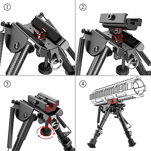 Carbon Fiber 6inch-9inch Rifle Bipod with Picatinny Adapter, Carbon Bipod for Hunting and Shooting