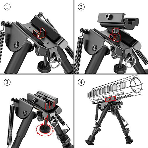 2 in 1 Bipod 6 Inch to 9 Inch Adjustable Height Rail Mount Adapter Included