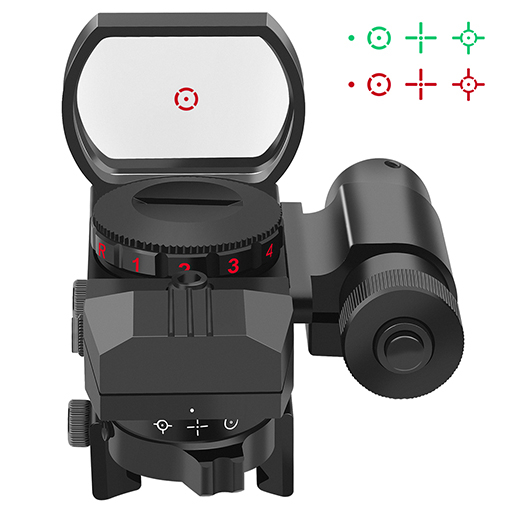 Feyachi RSL-18 Reflex Sight - 4 Reticle Red & Green Dot Sight Optics with Integrated Red La-ser Sight Less Than 5mW Output