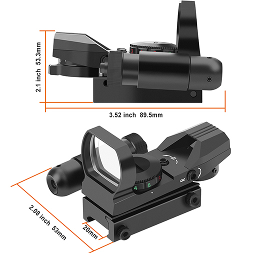 Feyachi RSL-18 Reflex Sight - 4 Reticle Red & Green Dot Sight Optics with Integrated Red La-ser Sight Less Than 5mW Output