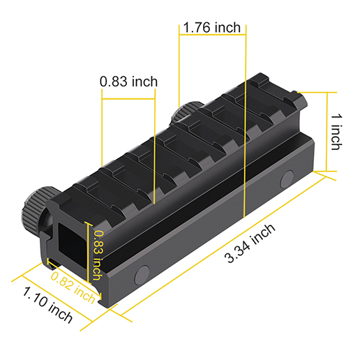 0.83inch Picatinny Riser Mount with See Through Hole for Scopes and Optics, 3.3'' long, 8 Slot