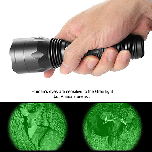 Rechargeable Tactical Flashlight 350 Yards Green Hunting Flashlight with Universal Picatinny Rail Mount Remote Pressure Switch for Long Distance Night Hunting