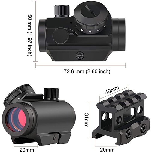 Feyachi RDS-25 Red Dot Sight 4 MOA Micro Red Dot Gun Sight Rifle Scope with 1 inch Riser Mount