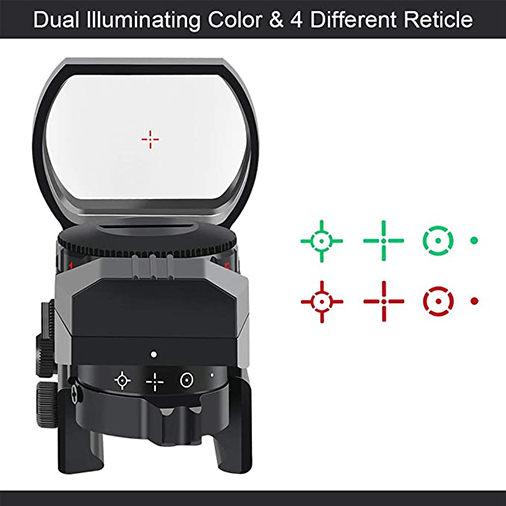 Feyachi Reflex Sight - Adjustable Reticle (4 Styles) Both Red and Green in one Sight