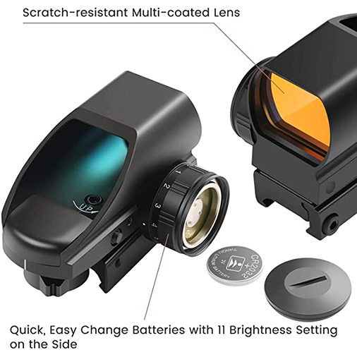 Feyachi RS-25 Reflex Sight with 4 Reticles Patterns Red Dot Sight Optical 20mm Pic Rail