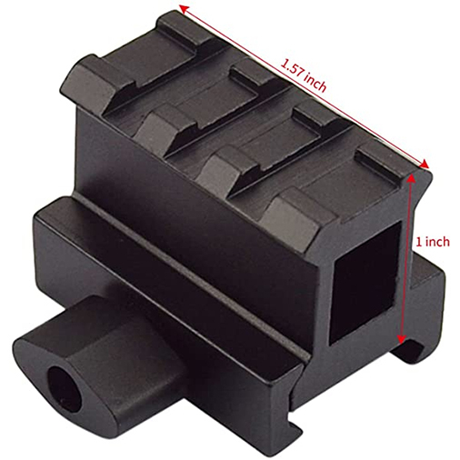 1" Picatinny Riser Mount w/See Through Hole for Scopes and Optics, 1.56" Long, 3 Slot