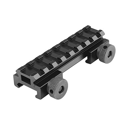 Low Profile Picatinny Rail, Riser Mount with See Through Hole for Scopes, Optics and Red Dots, 0.5'' High, 3.35'' Long, 8 Slot