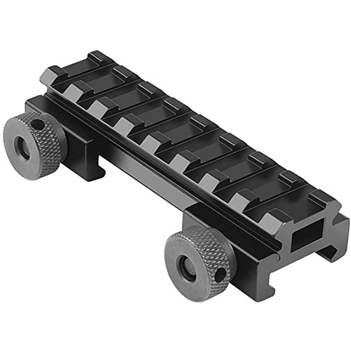 Low Profile Picatinny Rail, Riser Mount with See Through Hole for Scopes, Optics and Red Dots, 0.5'' High, 3.35'' Long, 8 Slot