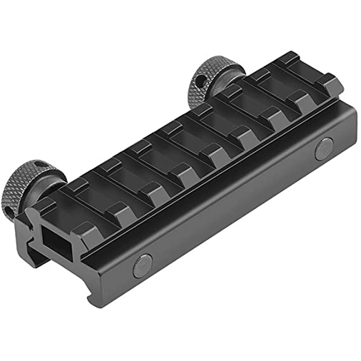 Low Profile Picatinny Rail, Riser Mount with See Through Hole for Scopes, Optics and Red Dots, 0.5'' High, 3.35'' Long, 8 Slot