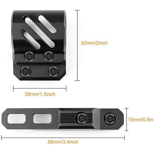 Feyachi M-Lok Offset Flashlight Ring Mount for Mlok Rail System 2 Mounting Inserts Included fits 27mm 25.4mm 20mm Diameter Flashlight