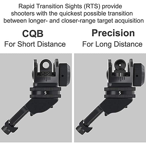 Feyachi 45 Degree Front and Rear Backup Iron Sights - Rapid Transition Picatinny Rail Mounted