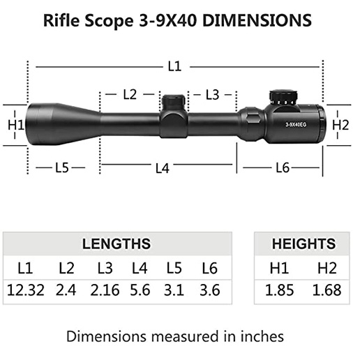 Feyachi Tactical Rifle Scope 3-9x40 Rangefinder Red and Green Illuminated Reticle Optics Hunting Scope