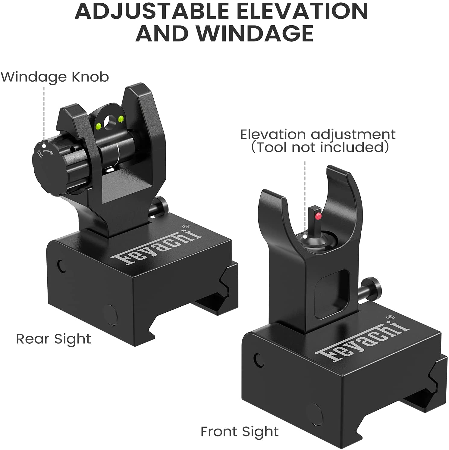 Feyachi S27 Fiber Optic Iron Sights Flip Up Front and Rear Sights