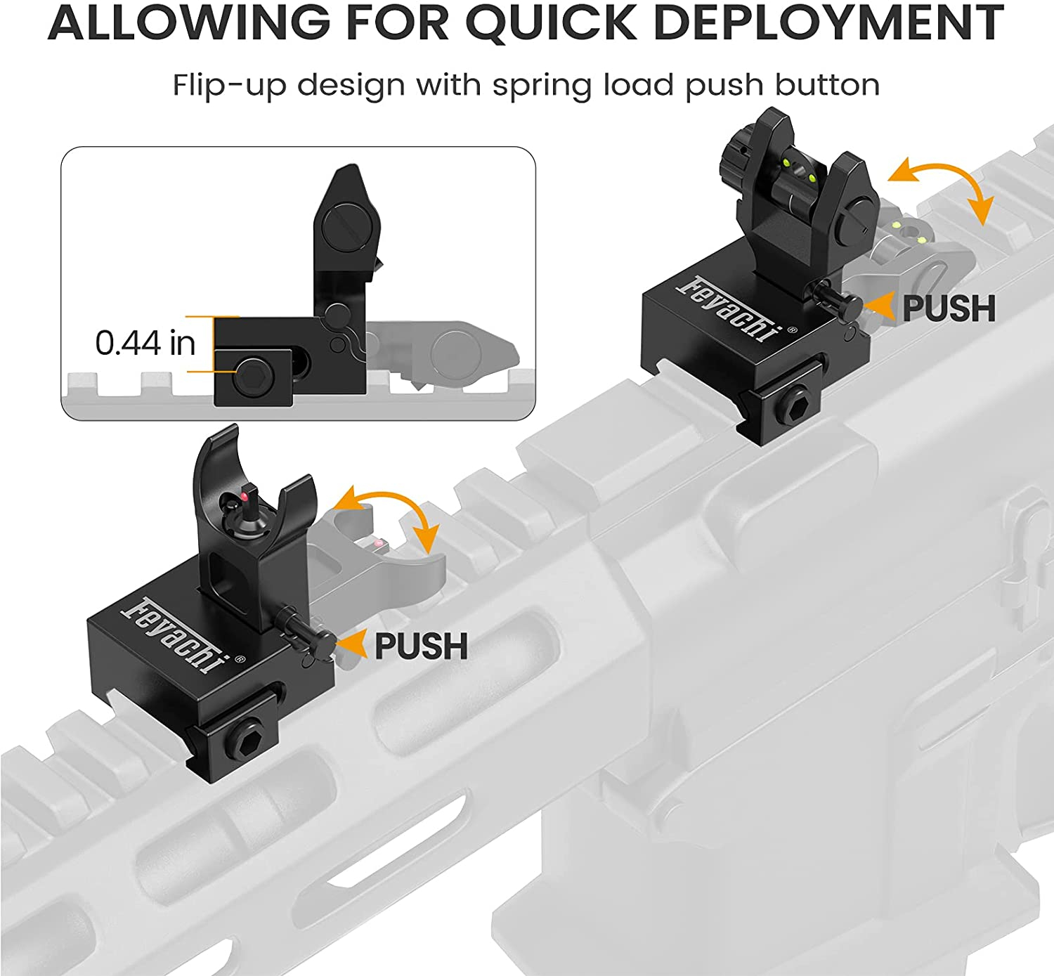 Feyachi S27 Fiber Optic Iron Sights Flip Up Front and Rear Sights