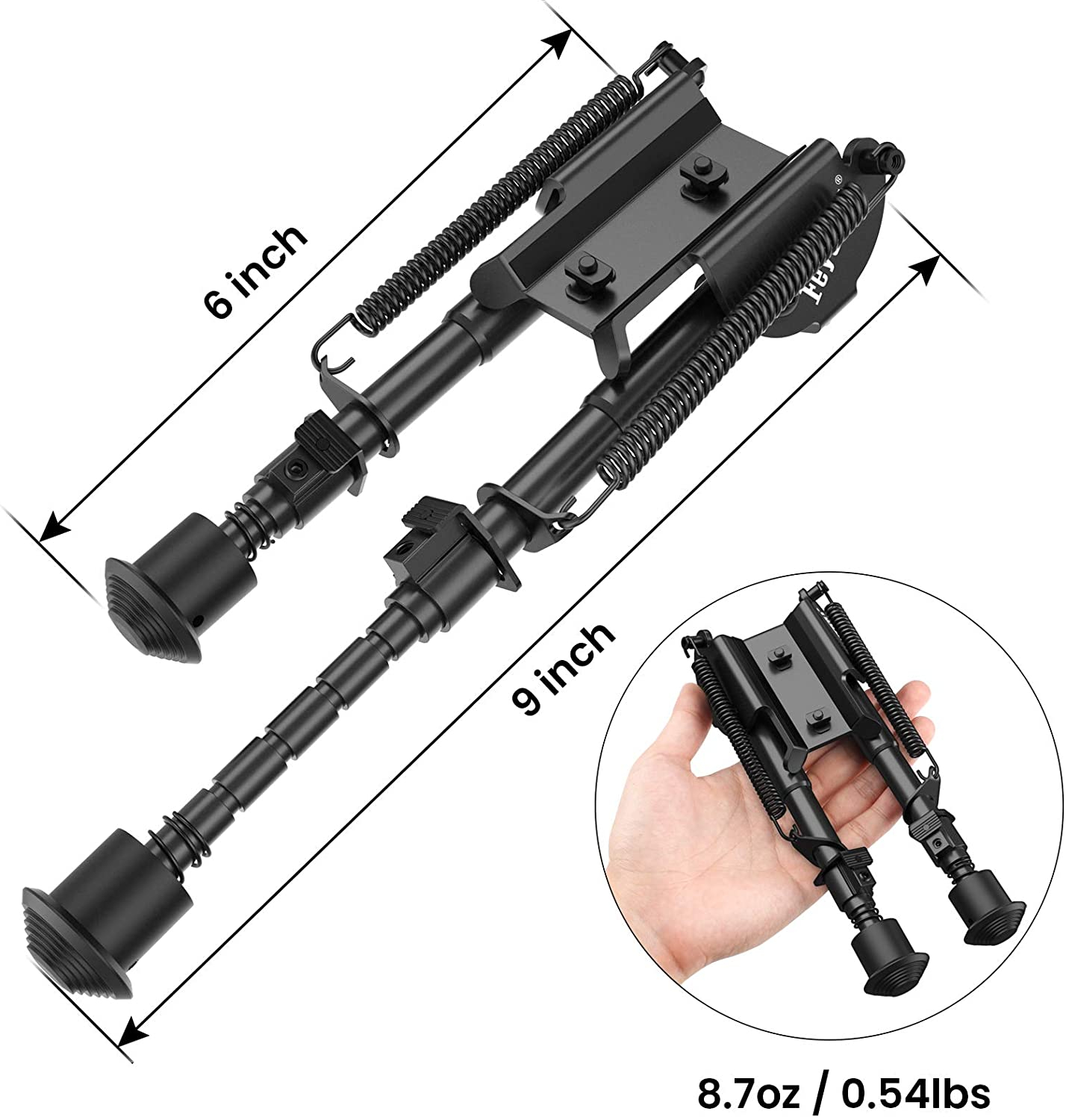 Feyachi B13 Mlok Bipod 6-9 Inch Lightweight Rifle Bipod Directly Attach to Mlok System for Hunting and Shooting