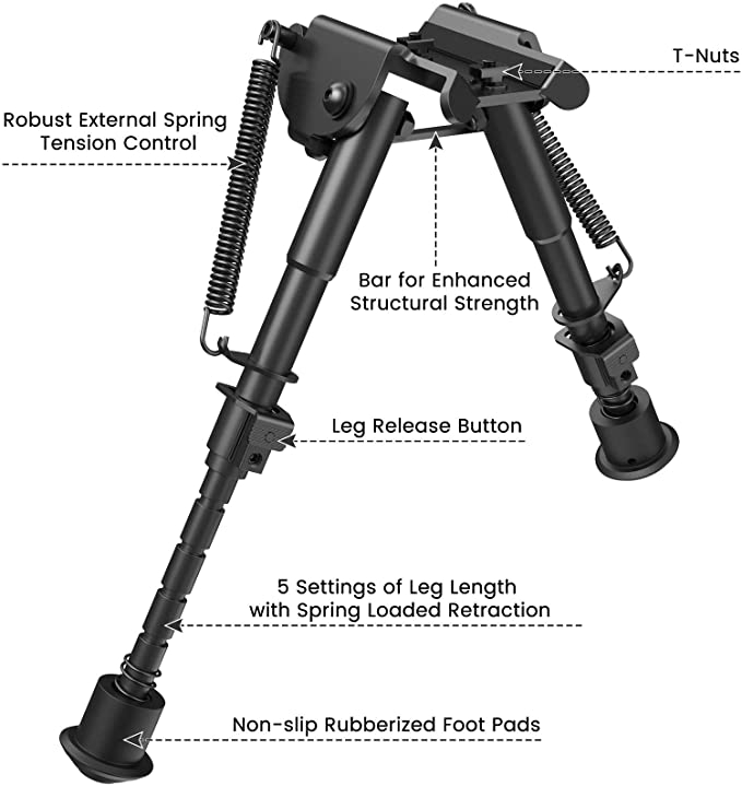 Feyachi B13 Mlok Bipod 6-9 Inch Lightweight Rifle Bipod Directly Attach to Mlok System for Hunting and Shooting