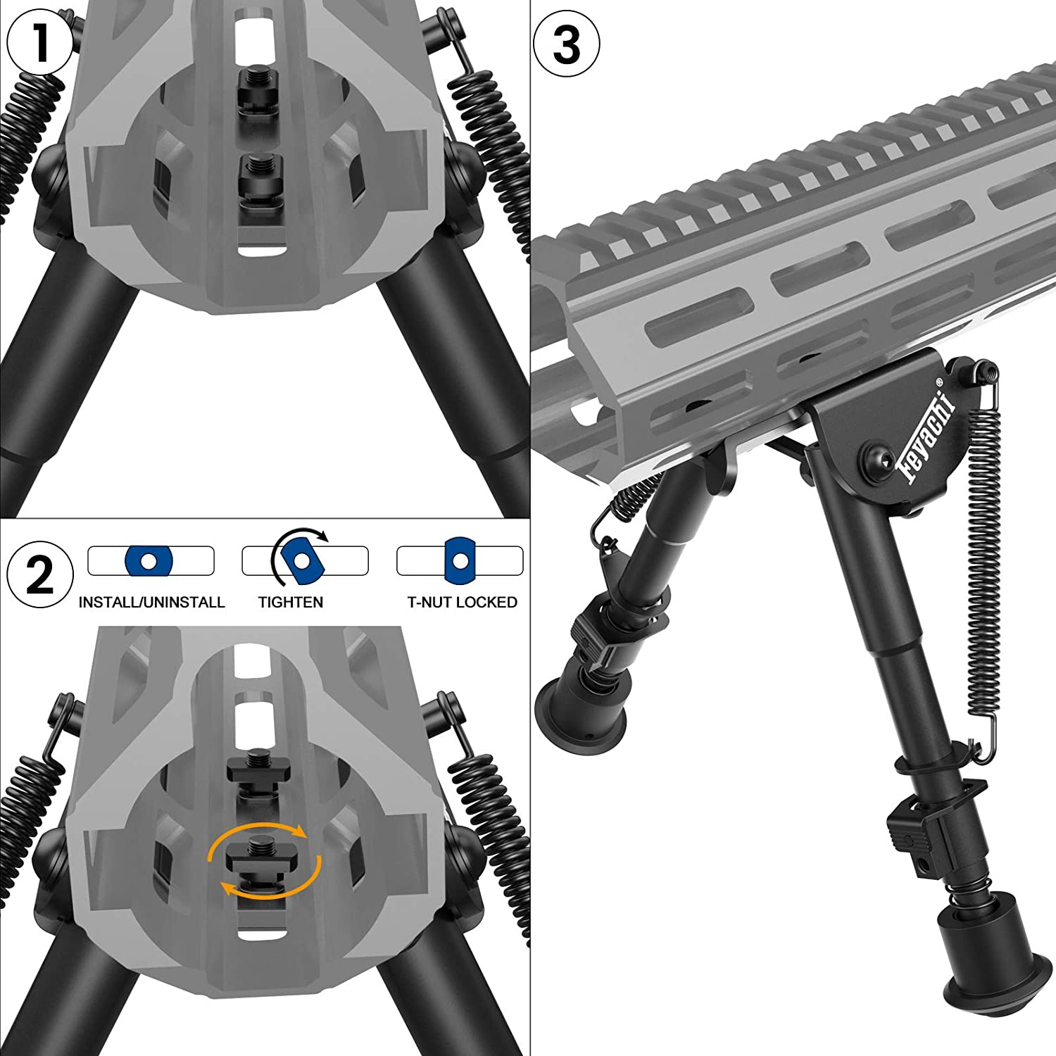 Feyachi B13 Mlok Bipod 6-9 Inch Lightweight Rifle Bipod Directly Attach to Mlok System for Hunting and Shooting