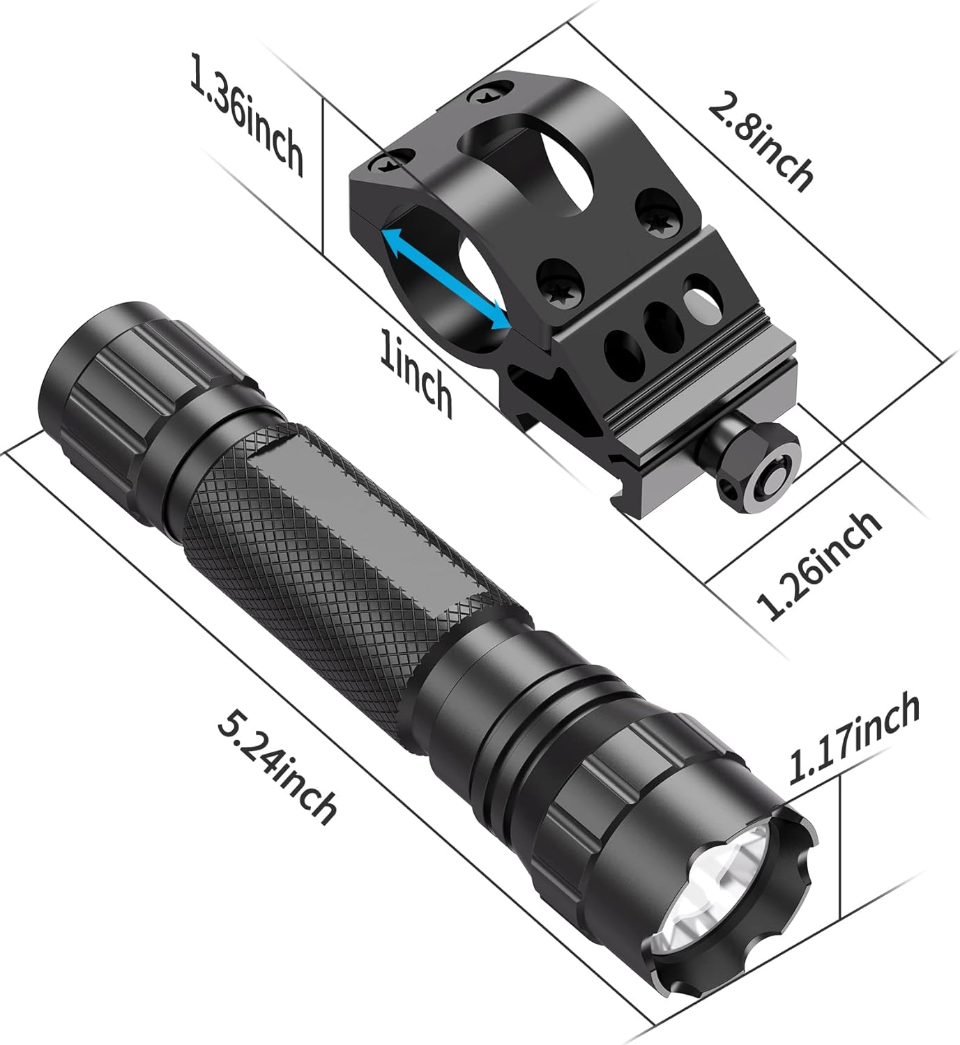 Feyachi FL11-MB Tactical Flashlight - 1200 Lumen Picatinny Mount