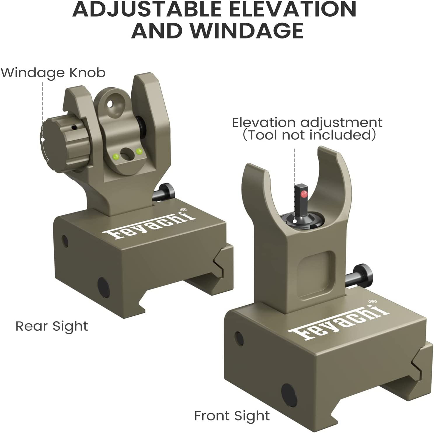 Feyachi S27-SS Fiber Optic Iron Sights - Flip Up Sight Set feyachi Default Title Default Title-