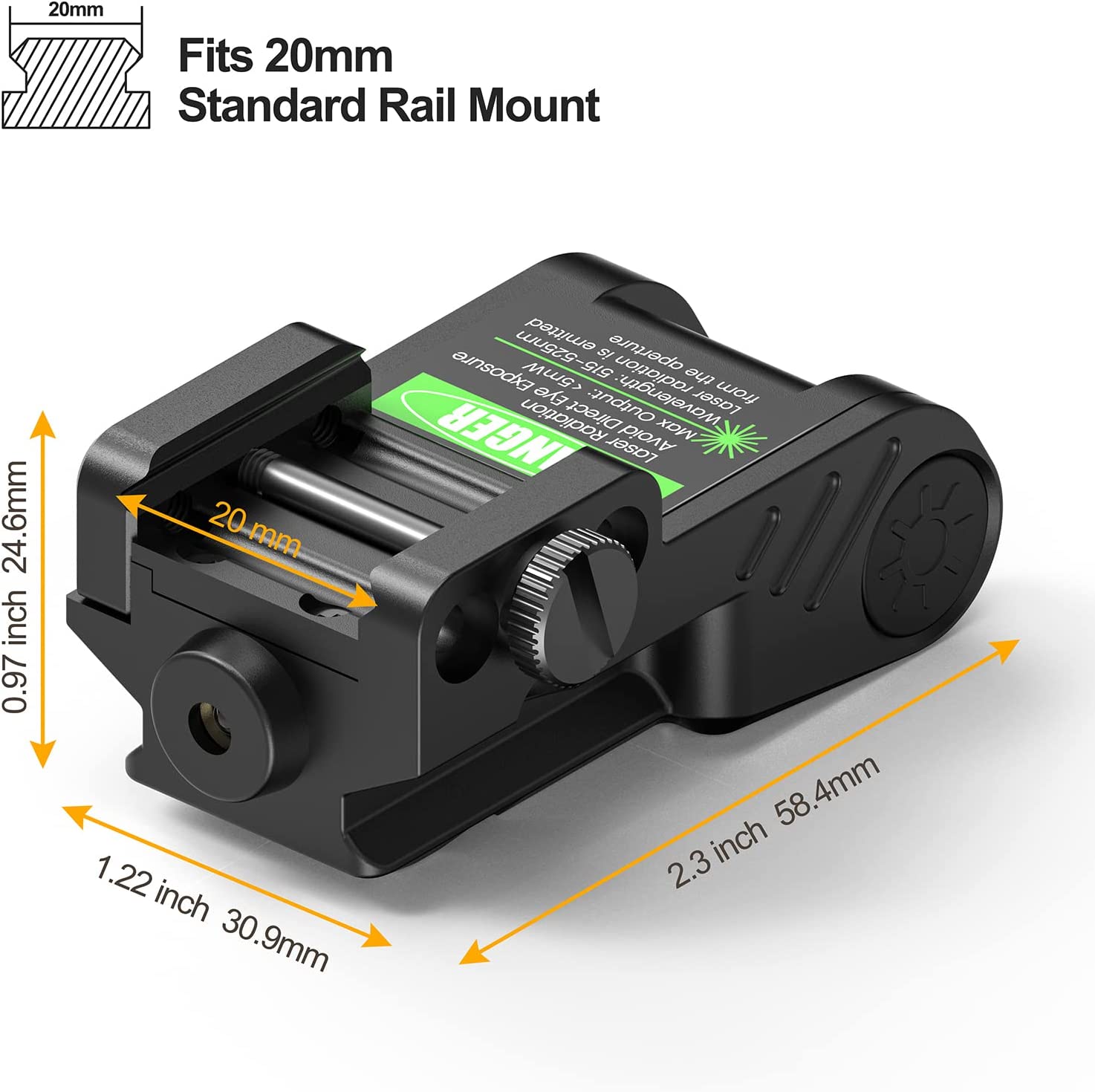 Feyachi LS22 Rechargeable Green Laser - USB Rail Mount
