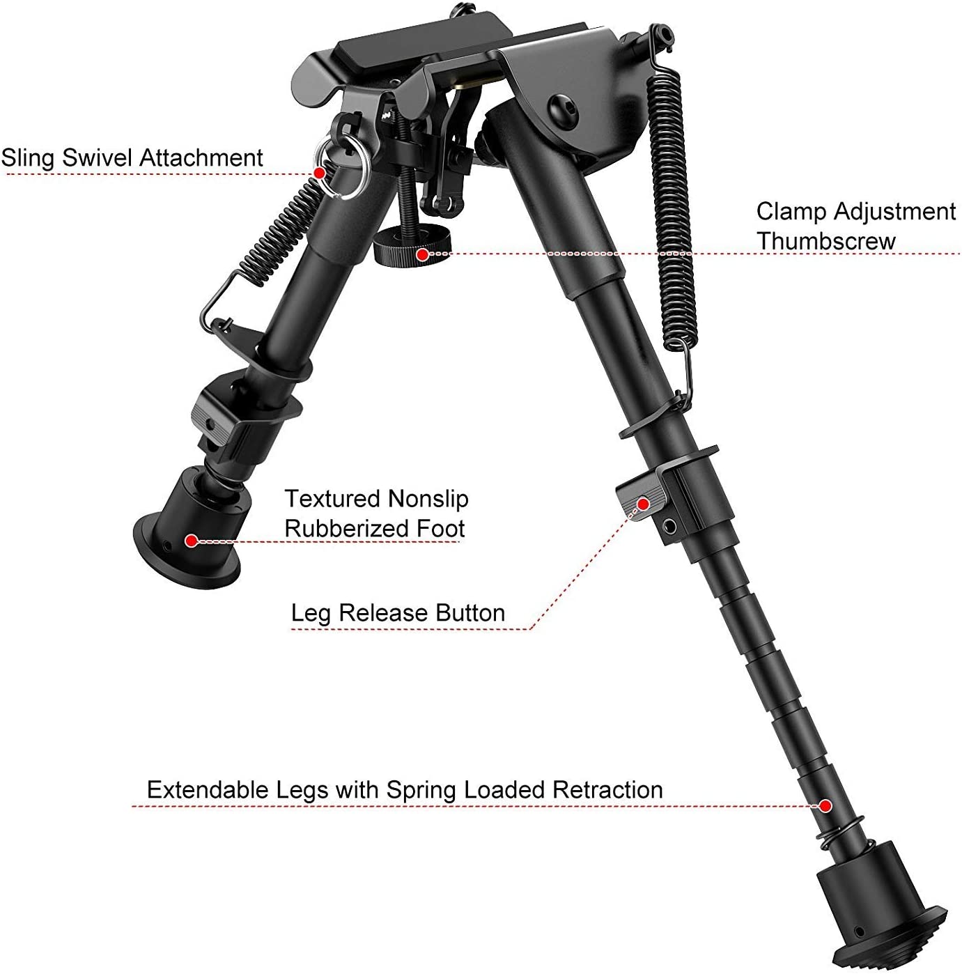 Feyachi RB1001 Tactical Rifle Bipod - Swivel Adjustable