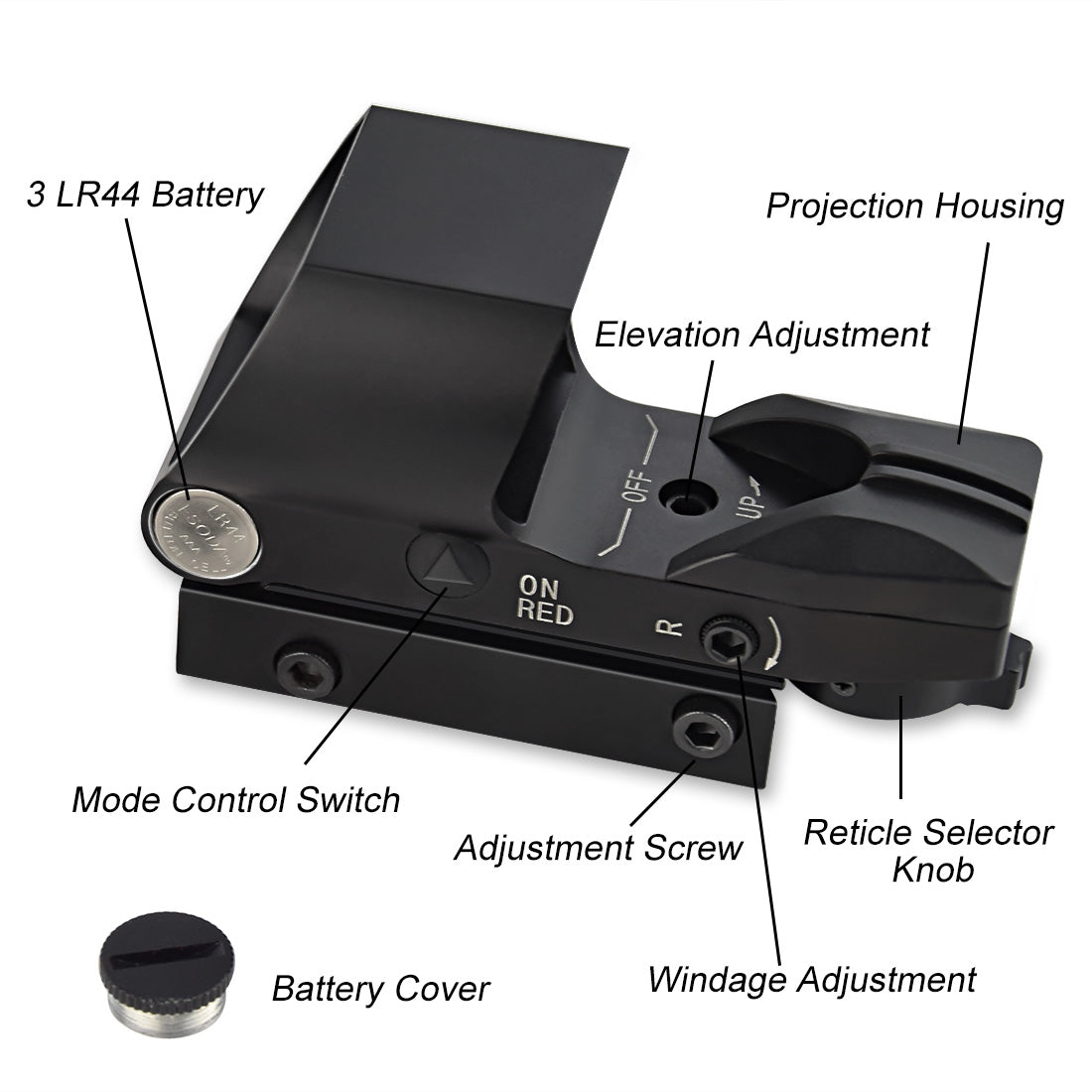Feyachi RS-20 Red & Green Dot Sight - 4 Reticle Rail Mount