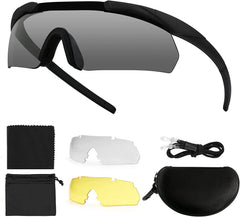 Feyachi Schießbrille mit 3 austauschbaren Gläsern, schlagfester Augenschutz, verstellbar feyachi Black Armygreen Khaki Black-Armygreen-Khaki-