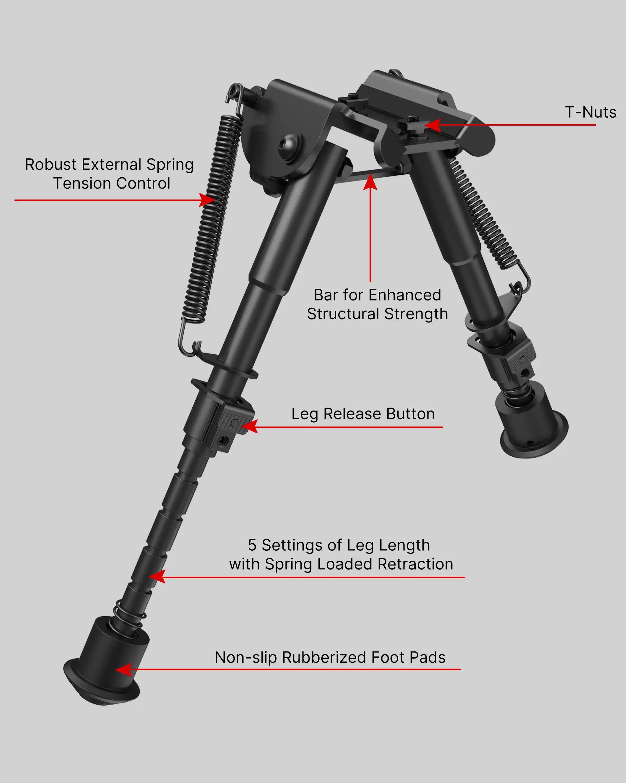 Feyachi B13 Bipod - 6-9 Inch Lightweight Mlok Direct Attach