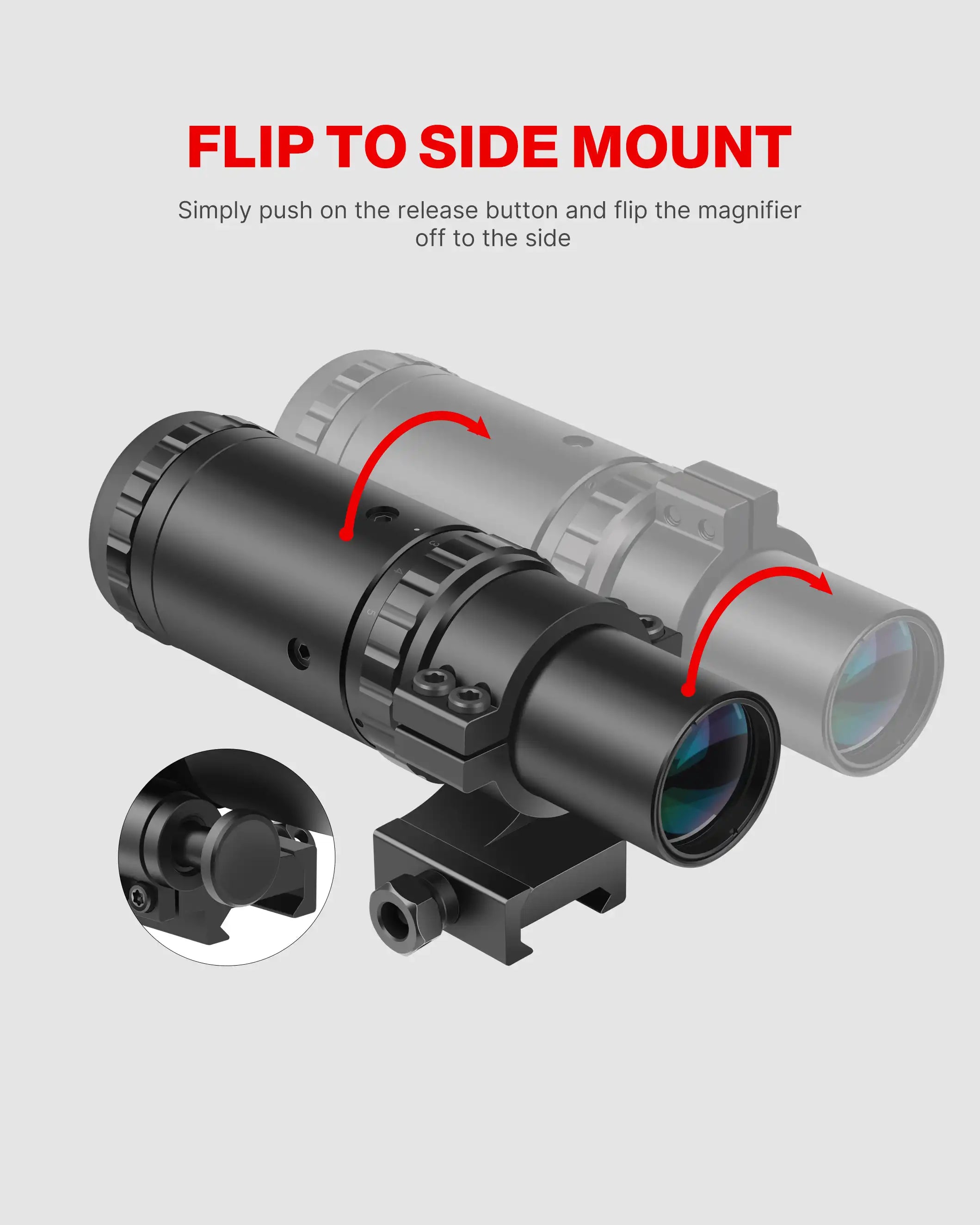 Feyachi M37 1.5X - 5X Red Dot Magnifier Focus Adjustment Optical Magnifier with Flip to Side Mount, Black