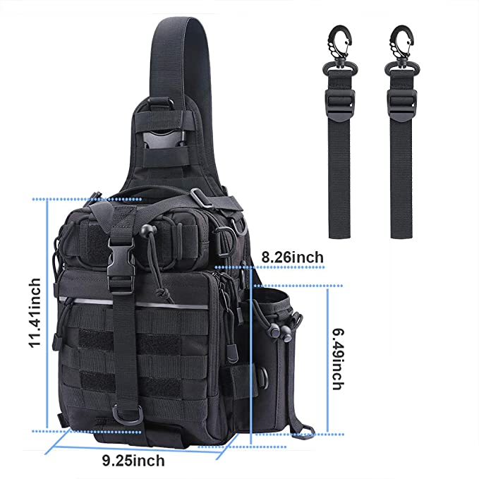 Tactical Sling Backpack Small Waterproof EDC Shoulder Bag Plenty of Pockets for Fishing